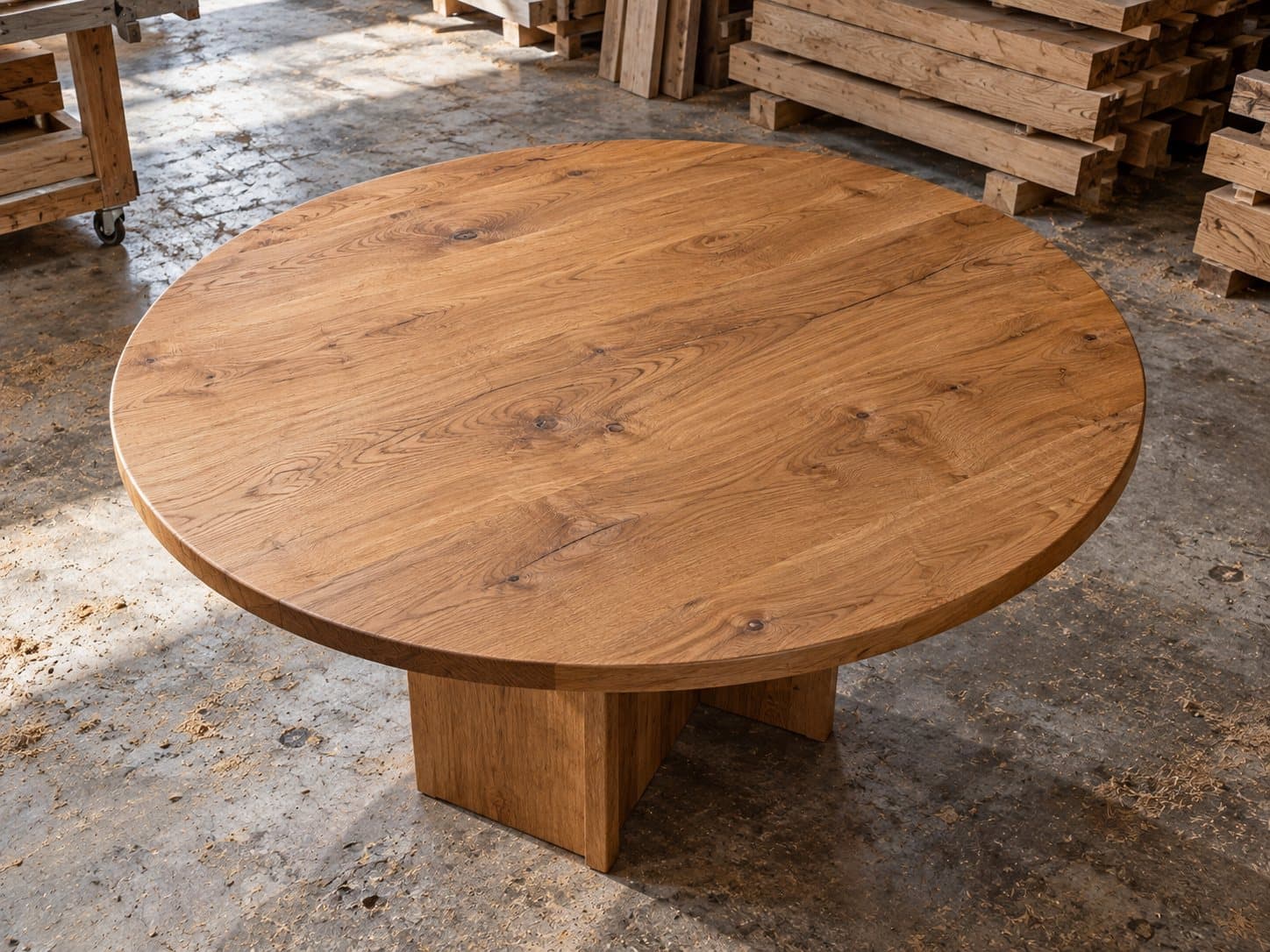 Round oak table top