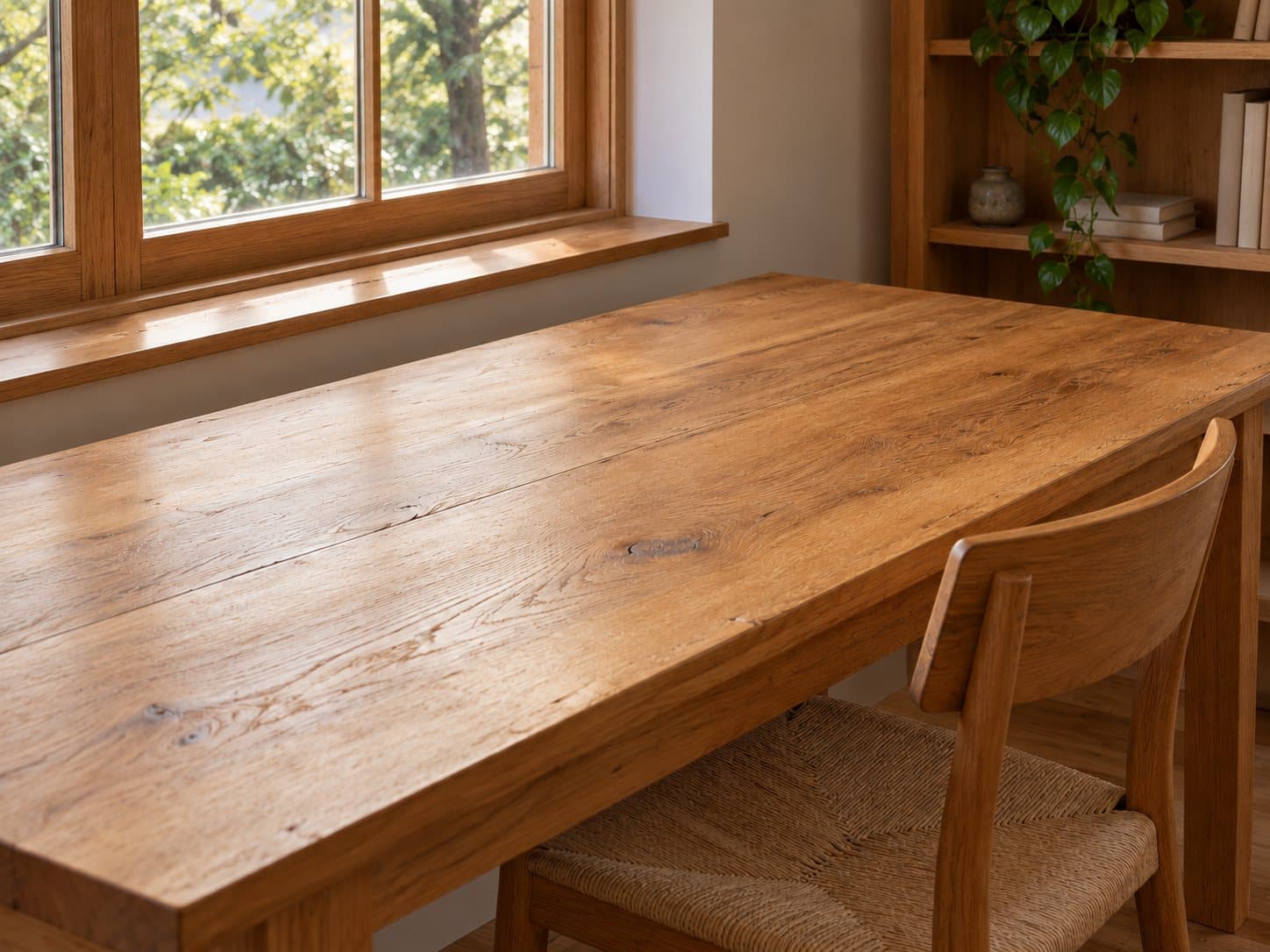 Oak desk top in study